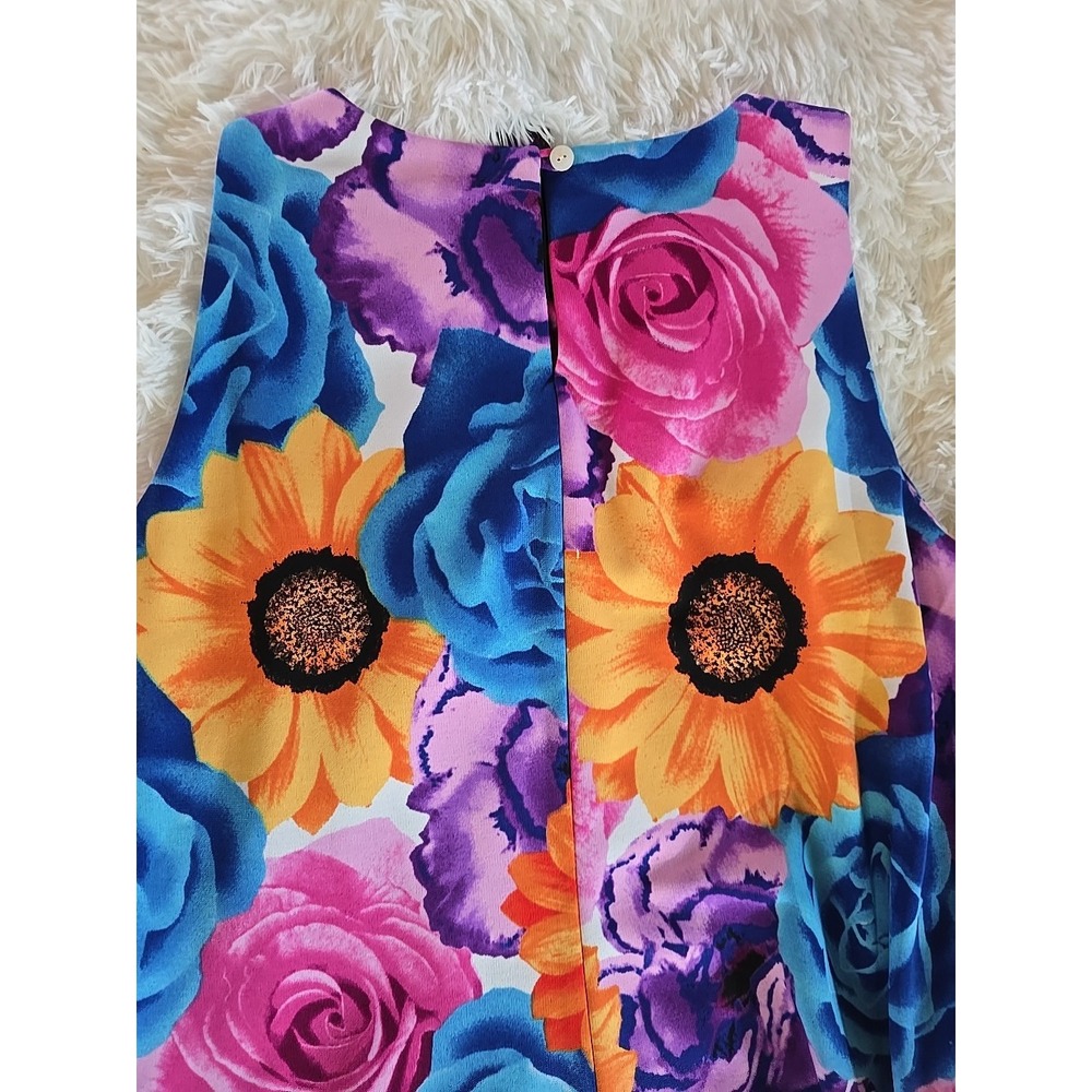 Premise Multicolor Floral Sleeveless Dress Pockets Sz M - Picture 9 of 10